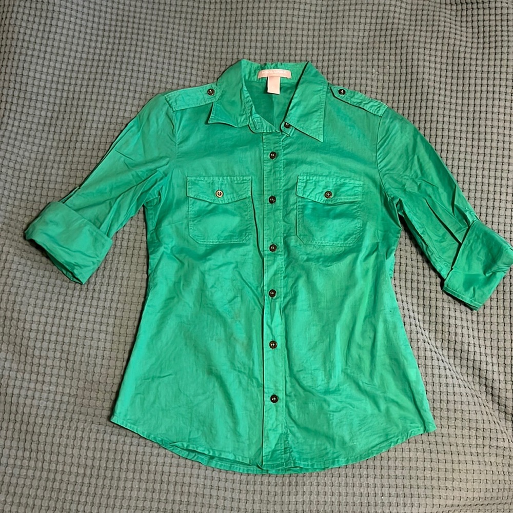 Banana Republic Green Rolled Sleeve Shirt